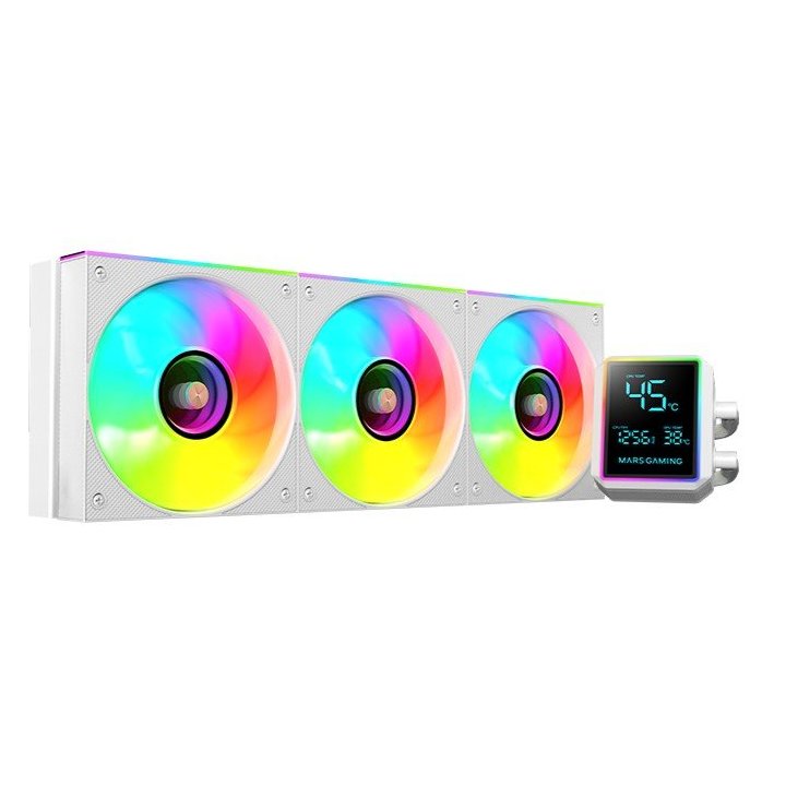 Sistema De Refrigeracion Liquida Mars Gaming Mllcdpro360w 3x120mm Argb 600w Tdp Pantalla Lcd Blanco