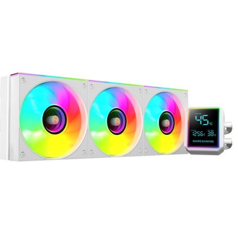 Sistema De Refrigeracion Liquida Mars Gaming Mllcdpro360w 3x120mm Argb 600w Tdp Pantalla Lcd Blanco