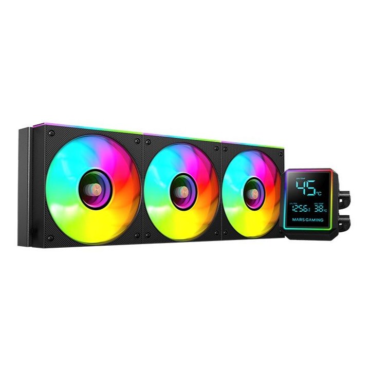 Sistema De Refrigeracion Liquida Mars Gaming Mllcdpro360 3x120mm Argb 600w Tdp Pantalla Lcd Negro