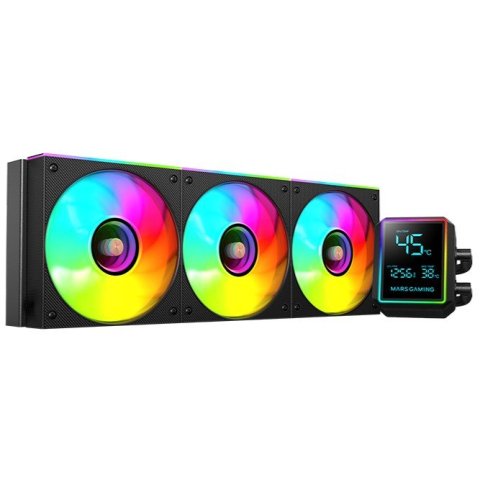 Sistema De Refrigeracion Liquida Mars Gaming Mllcdpro360 3x120mm Argb 600w Tdp Pantalla Lcd Negro
