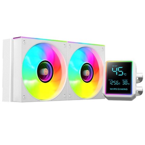 Sistema De Refrigeracion Liquida Mars Gaming Mllcdpro240w 2x120mm Argb 500w Tdp Pantalla Lcd Blanc  O
