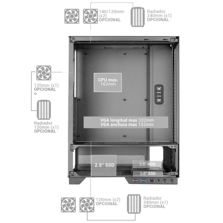 Caja Atx Mars Gaming Mcpulsarw Doble Cristal...