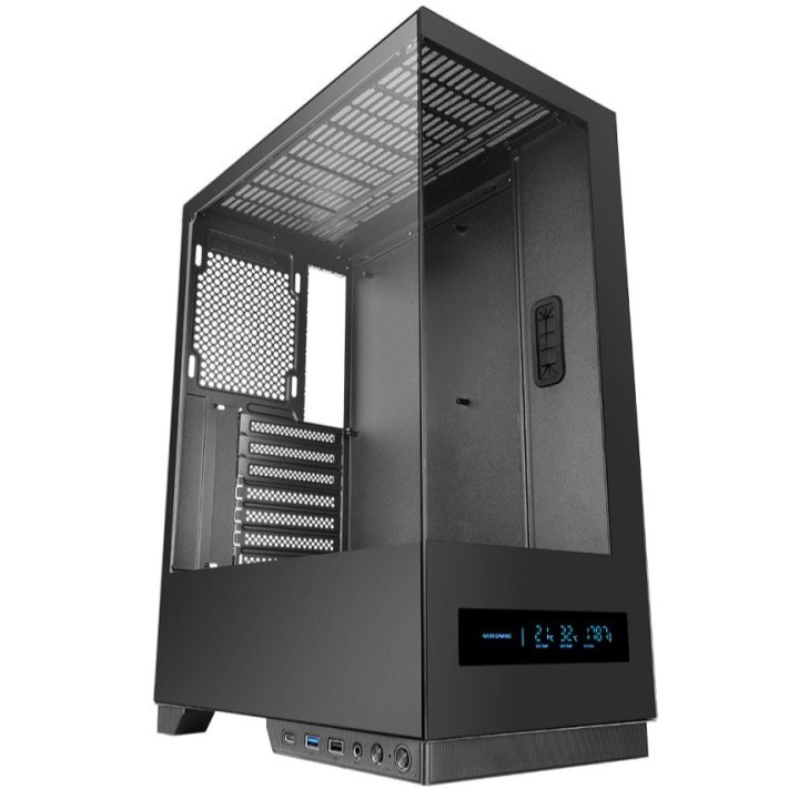 Caja Atx Semitorre Mars Gaming Mcpulsar Doble Cristal Templado Lcd Frontal Gpu 332mm Negro