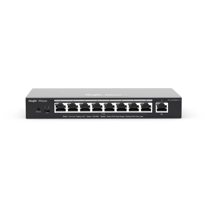 Switch Gestionable L2 Ruijie Rg-es209gc-p 9xrj45 Gb 8xpoe 120w Gestion En La Nube