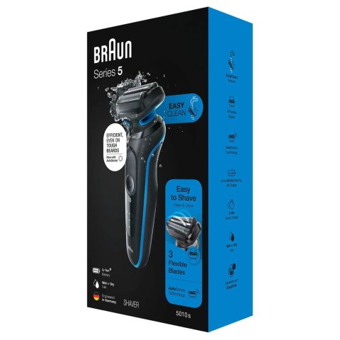 Afeitadora Braun Serie 5 50m1000s 3 Laminas Flexibles Easyclean Bateria De Litio 50min Carga Rapida 