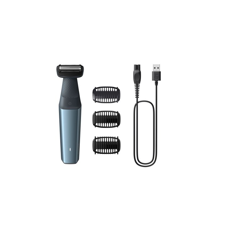 Afeitadora Corporal Philips Serie 3 Bg3027 05 Impermeable Inalambrica Recortador Ajustable Recargable Negro Azul