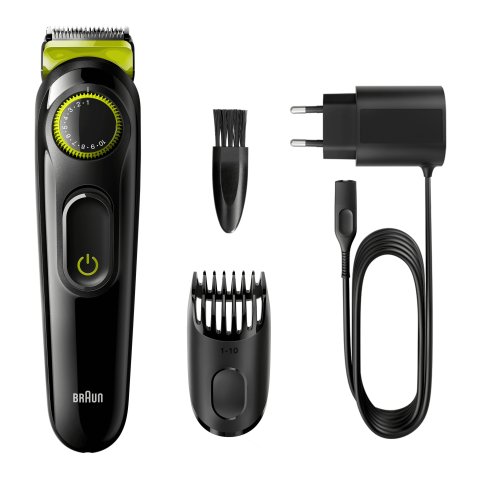 Recortadora De Barba Braun Bt3221 eu 20 Ajustes Corte 0,5 - 10mm Recargable Negro