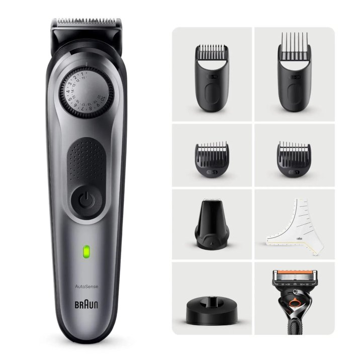 Recortadora De Barba Braun Bt7420 40 Ajustes Corte 0,5 - 10mm Recargable Base De Carga Negro