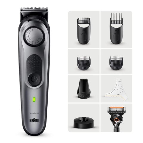 Recortadora De Barba Braun Bt7420 40 Ajustes Corte 0,5 - 10mm Recargable Base De Carga Negro