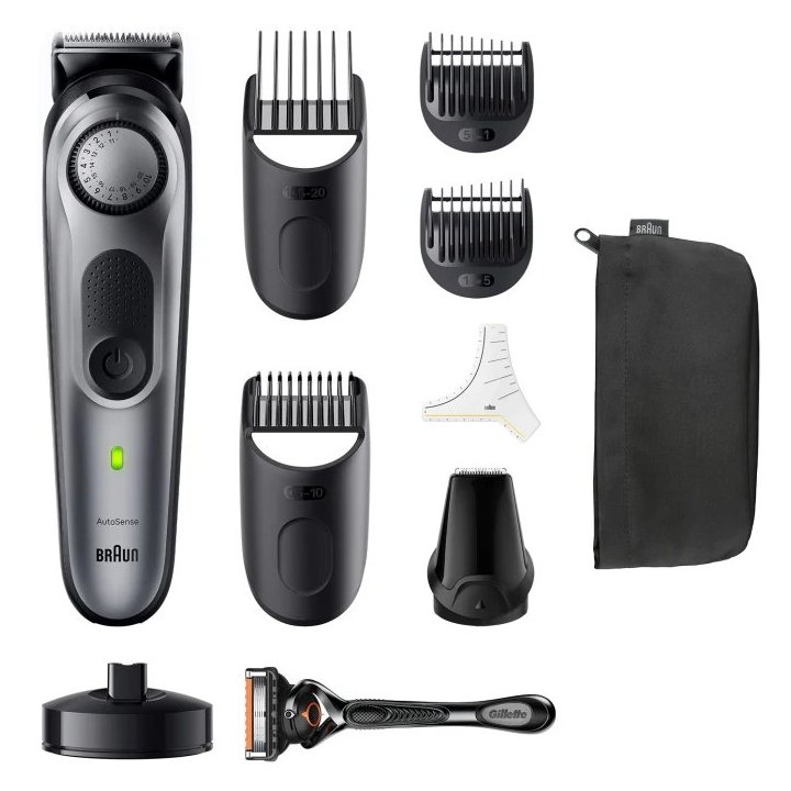 Recortadora De Barba Braun Bt7420 40 Ajustes Corte 0,5 - 10mm Recargable Base De Carga Negro