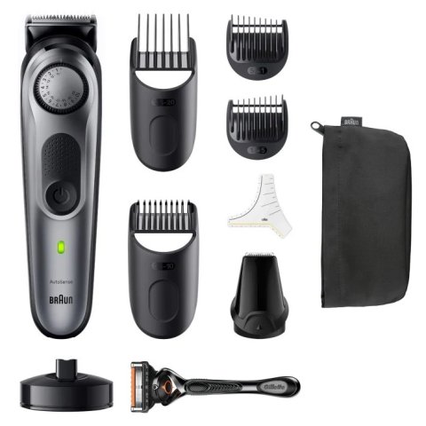 Recortadora De Barba Braun Bt7420 40 Ajustes Corte 0,5 - 10mm Recargable Base De Carga Negro