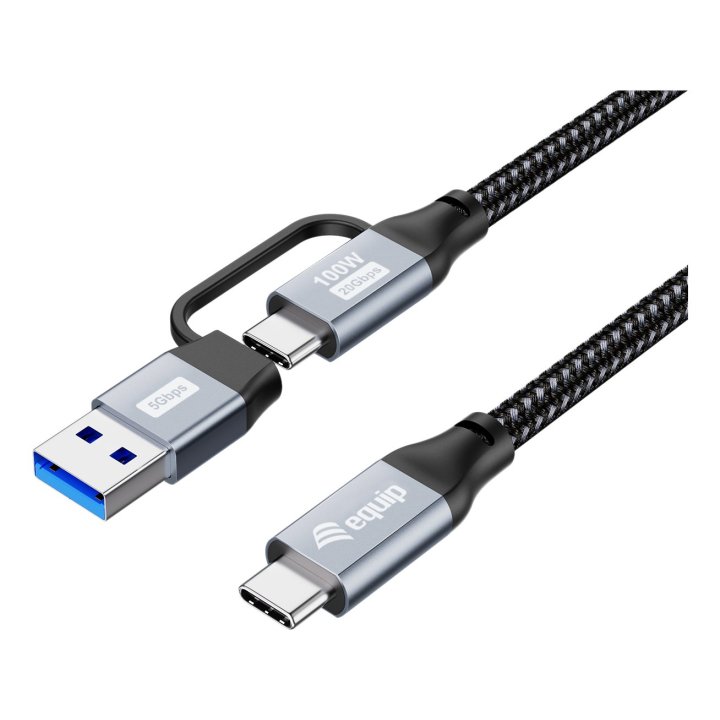 Cable Usb-c Macho Usb-c Macho 2m Equip Usb 3.2 Gen 2x2 100w 20v 5a 20gbps 4k60h E-mark Adapt. Usb-a 