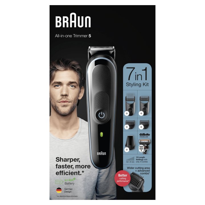 Cortapelo Braun Mgk5345 4 Cabezales Regulable Recargable Para Cabello Y Barba + Gillette Proglide