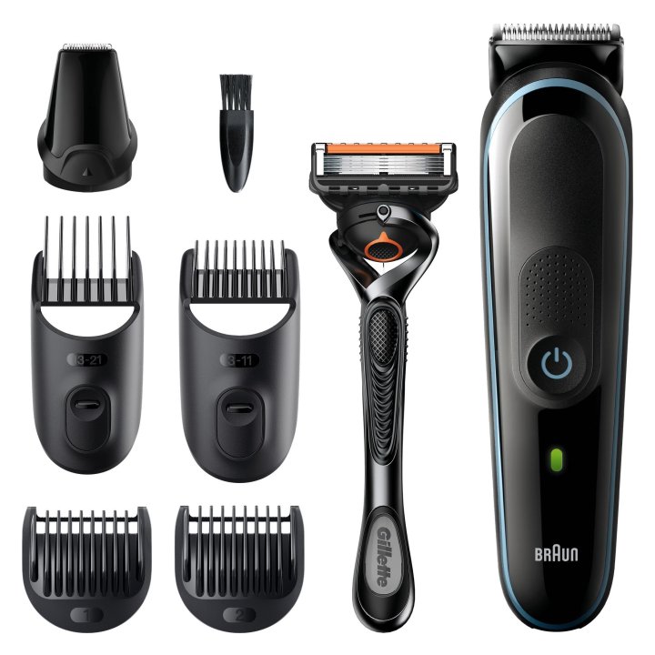Cortapelo Braun Mgk5345 4 Cabezales Regulable Recargable Para Cabello Y Barba + Gillette Proglide
