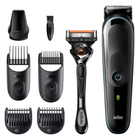 Cortapelo Braun Mgk5345 4 Cabezales Regulable Recargable Para Cabello Y Barba + Gillette Proglide