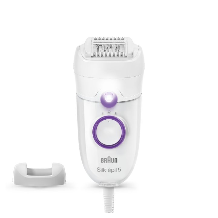 Depiladora Braun Silk-epil 5 Se5-505p Con Cable 28 Pinzas Blanco Y Morado