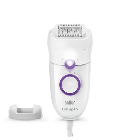 Depiladora Braun Silk-epil 5 Se5-505p Con Cable 28 Pinzas Blanco Y Morado