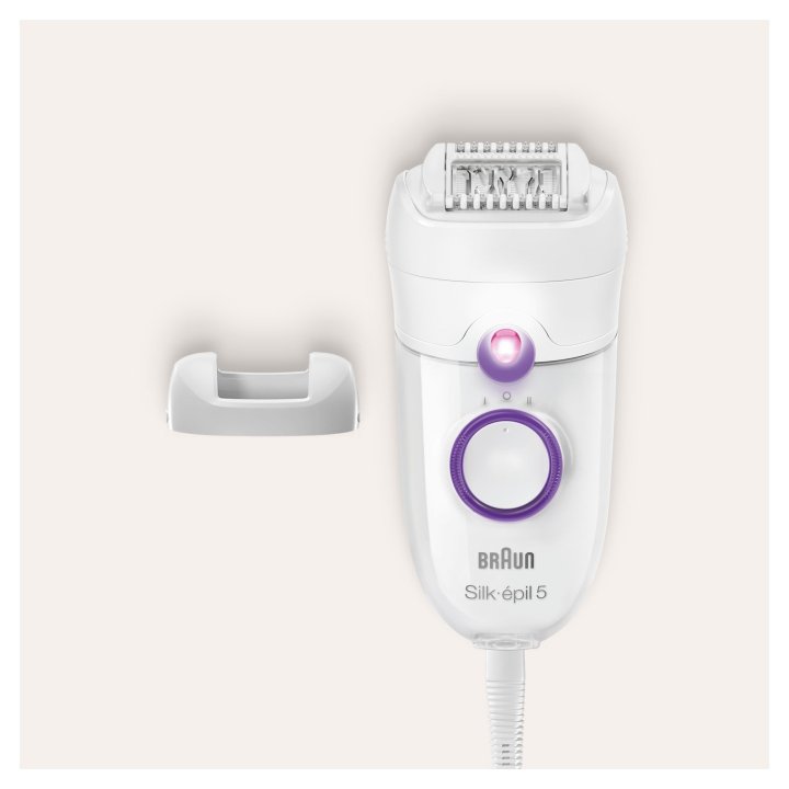 Depiladora Braun Silk-epil 5 Se5-505p Con Cable 28 Pinzas Blanco Y Morado