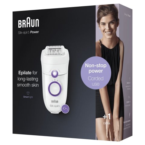 Depiladora Braun Silk-epil 5 Se5-505p Con Cable 28 Pinzas Blanco Y Morado