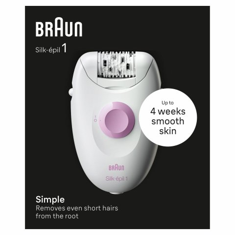 Depiladora Braun Silk-epil 1 Se1 000 Con Cable 20 Pinzas Blanco Y Rosa