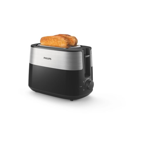 Tostadora Philips Hd2516 90 830w 2 Ranuras 8 Ajustes Rejilla Descongelacion Negro Plata
