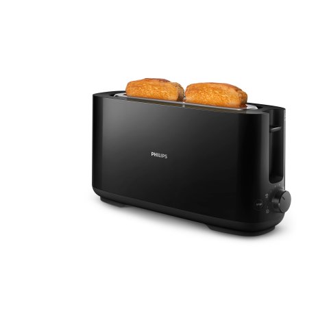 Tostadora Philips Hd2590 00 Ranura Larga 1030w 8 Ajustes Modo Descongelar Color Negro