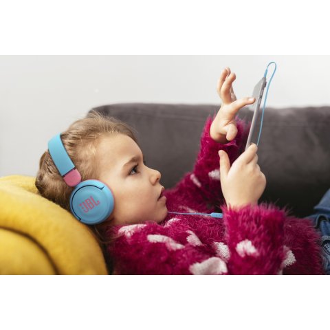 Headset Bluetooth Jbl Jr310-bl pk Bt 5.2 Ligeros Pleagbles Bateria 30h Color Azul Y Rosa