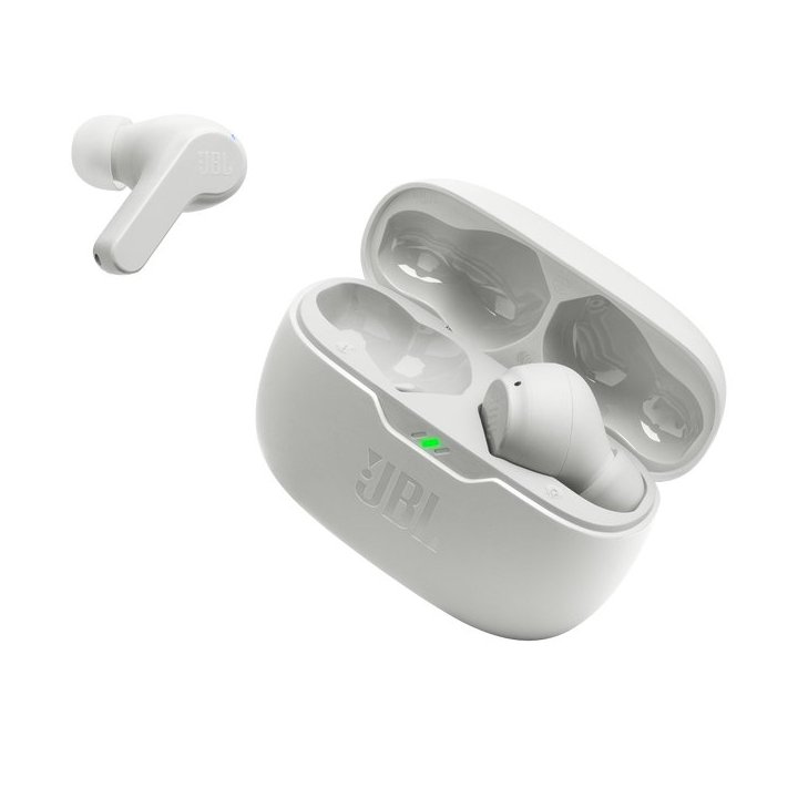 Auricular Intrauditivo Bluetooth Jbl Wave Beam Wh 32h Deepbass Ipx2 Color Blanco