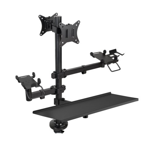 Soporte De Mesa Tooq Tqpm000 Tpv Impresora 2 Pantallas 17-32" Terminal Lector Bandeja Teclado Negro