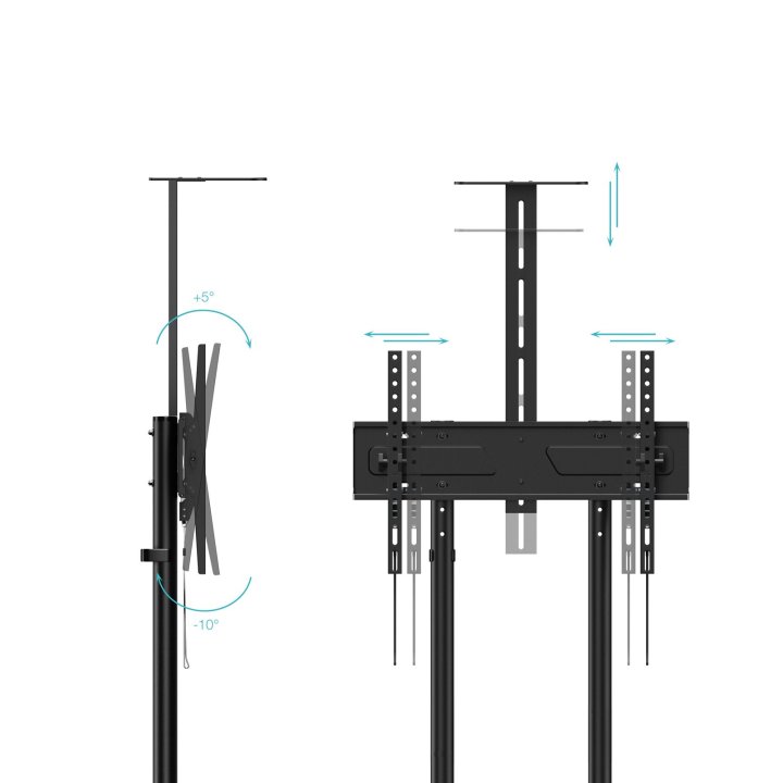 Soporte De Suelo Con Ruedas Tooq Fs1151m-b Pantallas De 37" - 70" Max 70kg Vesa Max. 600x400 Bandejamedia Y Superior Negro