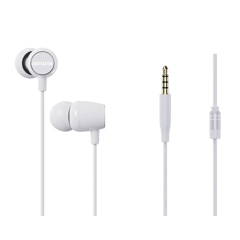 Auricular Intrauditivo Aiwa Estm-20wh Altavoz Neodimio 10mm Cable Sin Enredos Microfono Aluminio Blanco