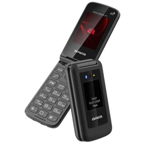 Movil Senior Aiwa Fp-30-4g Bk 2.4" 4g Bt Radio Fm Teclas Grandes Boton Sos Plegable Color Negro