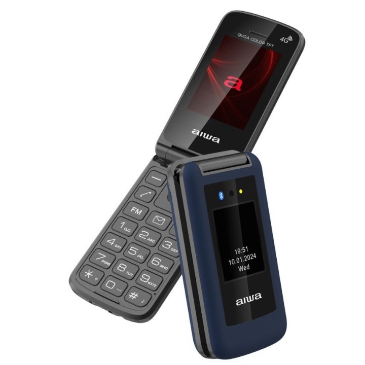 Movil Senior Aiwa Fp-30-4g Bl 2.4" 4g Bt Radio Fm Teclas Grandes Boton Sos Plegable Color Azul