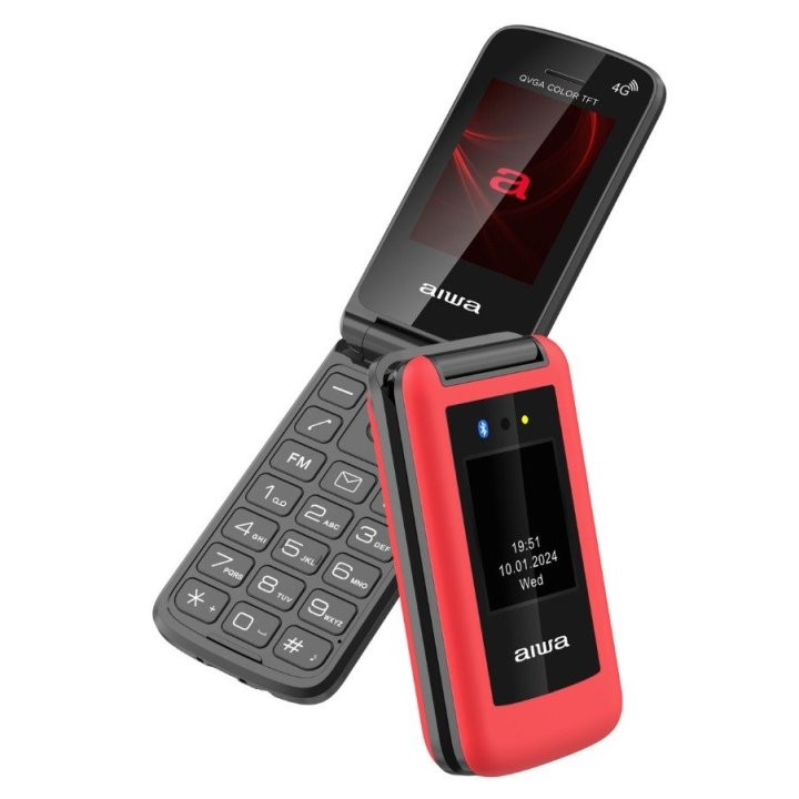 Movil Senior Aiwa Fp-30-4g Rd 2.4" 4g Bt Radio Fm Teclas Grandes Boton Sos Plegable Color Rojo