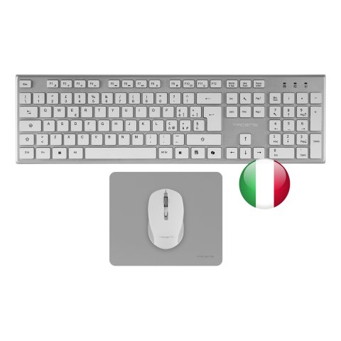 Teclado Mouse Y Alfombrilla Wireless Tacens Zenith Low Profile Tecla Copilot 3200dpi Italiano Blanco