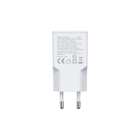 Cargador Usb Equip 245522 Gan 20w 1xusb-c Pd 1xusb-a Slim Color Blanco 