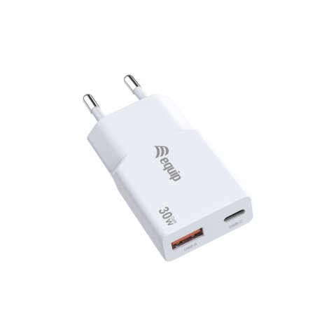 Cargador Usb Equip 245523 Gan 30w 1xusb-c Pd 1xusb-a Slim Color Blanco 