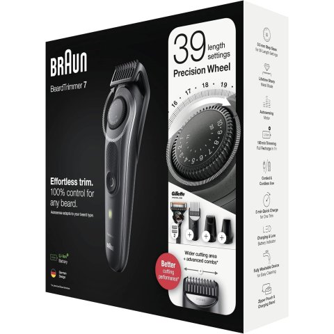Cortapelo Braun Bt7340 4 Cabezales Regulable 0.5-10mm Recargable Para Cabello Y Barba + Gillette Proglide