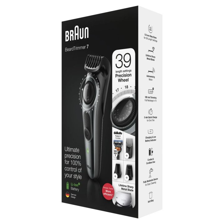 Cortapelo Braun Bt7220 Cabezales Regulable 0.5-10mm Recargable Para Cabello Y Barba + Gillette Proglide