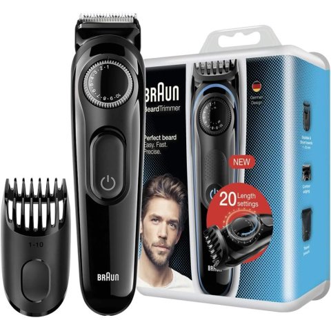 Cortapelo Braun Bt3000 Cabezales Regulable Recargable Para Cabello Y Barba Negro