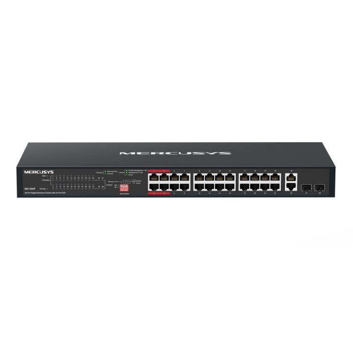 Switch Poe+ No Gestionable Mercusys Ms128gp 28p 28xrj45 1gb 24xpoe+ 2xsfp Gb 295w 250m