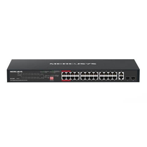 Switch Poe+ No Gestionable Mercusys Ms128gp 28p 28xrj45 1gb 24xpoe+ 2xsfp Gb 295w 250m