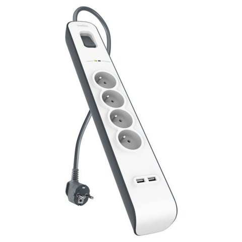 Regleta Alimentacion Belkin Bsv401vf2m-v2 4 Tomas 2xusb Proteccion Sobretension Cable 2m