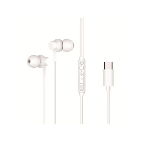 Auricular Intrauditivo Usb-c Conceptronic Brendan03w 1.2m Microfono Controles Color Blanco