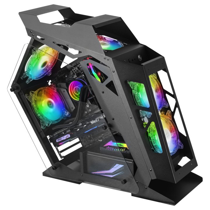 (km0) Caja Microatx Gaming Mars Gaming Mc61 Black Diseño Premium Controladora Argb Con Mando 4 Ventiladores De 120 Rgb Sin Fu