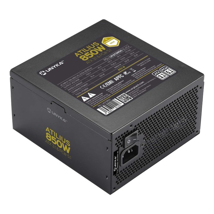 Fuente De Alimentación Modular Unyka Atilus 3.1 Black 850w Cybenetics Gold 