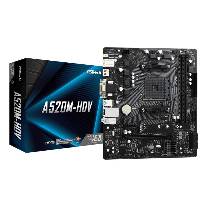 Pb Asrock A520m-hdv Skt Am4 Microatx Vga Dvi Hdmi 2xddr4  Usb3,2 1xm.2 