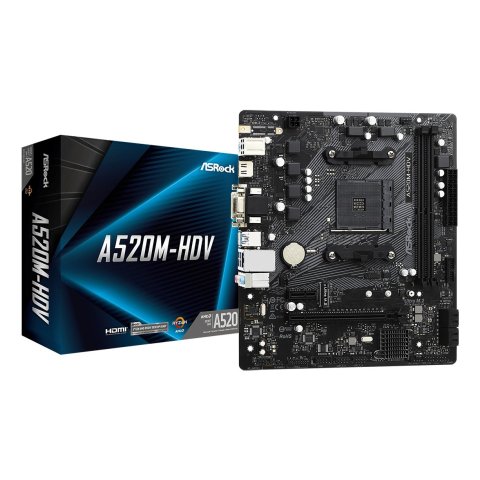 Pb Asrock A520m-hdv Skt Am4 Microatx Vga Dvi Hdmi 2xddr4  Usb3,2 1xm.2 