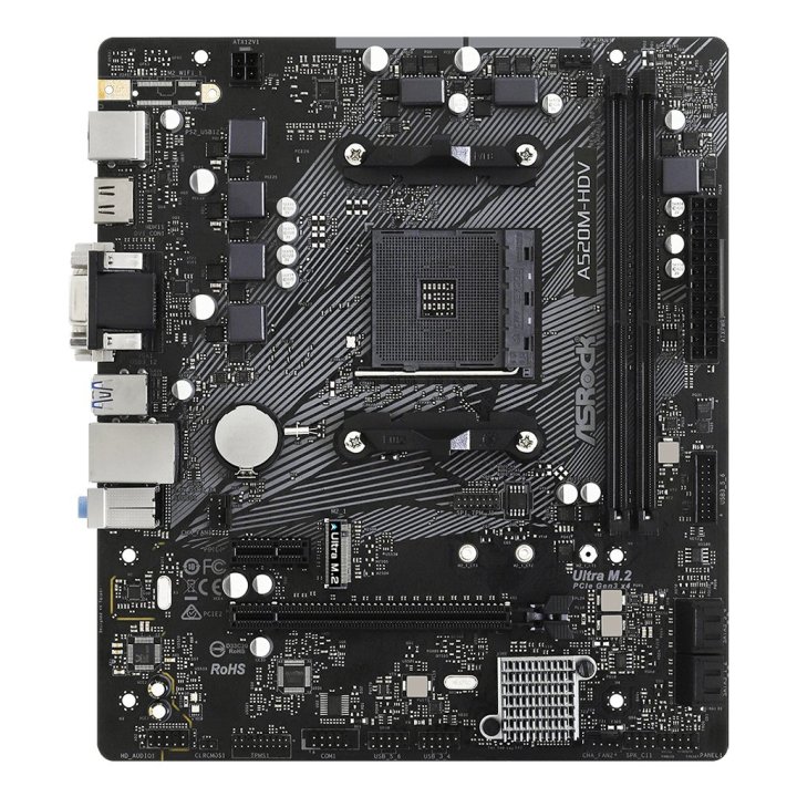 Pb Asrock A520m-hdv Skt Am4 Microatx Vga Dvi Hdmi 2xddr4  Usb3,2 1xm.2 