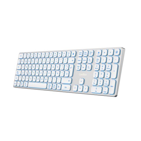 Teclado Coolbox Wireless Retroiluminado Moonlight Bt + Rf Aluminio Recargable Color Blanco